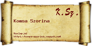 Komsa Szorina névjegykártya